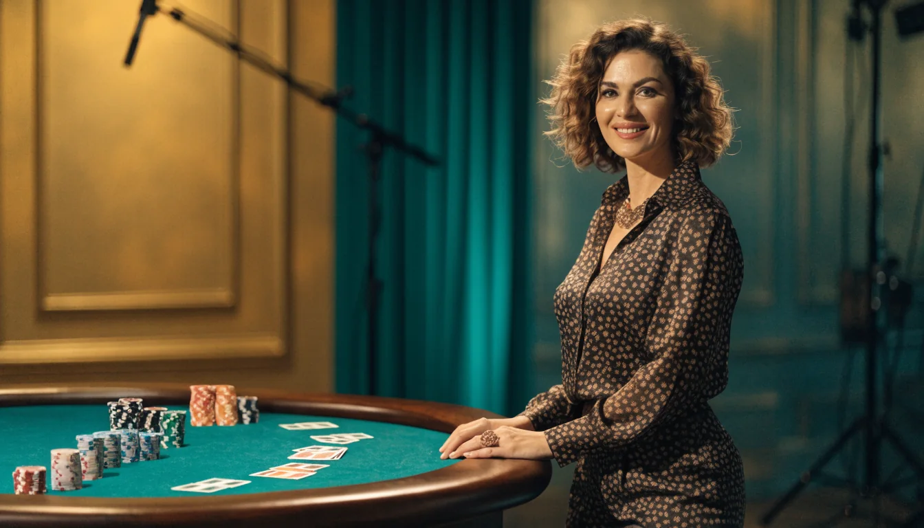 Live dealer vid blackjackbord i modern casinostudio